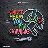 Insegna al Neon per Gaming, Luce LED a Forma di Teschio per Gamer, Illuminazione USB Luminosa, Insegna al Neon Personalizzata per Sala Giochi, Man Cave, Bar e Arredamento Casa