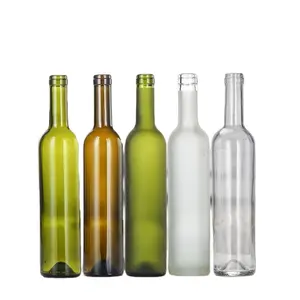 Empty Clear Glass Wine Bottle Glass Wine Liquor Glass Bottle with Sealed Cork Lid