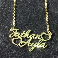 Jqueen — collier avec lettres personnalisées 14k 18k 24k, pendentif en acier inoxydable personnalisé, plaque en or, vente en gros