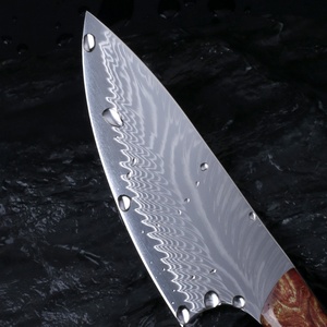 มีดพกพาเหล็กดามัสกัสสแตนเลสแบบปรับแต่งได้ พร้อมด้ามไม้ G10 สำหรับการเอาชีวิตรอดทางยุทธวิธี การล่าสัตว์ EDC DIY และ OEM มีจำหน่าย - Product Image 3