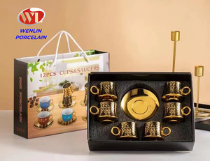 Elegant <strong>Arabian</strong> Turkish Ceramic Coffee Cup and Saucer 12pcs or 24pcs Customized Design Porcelain <strong>Tea</strong> <strong>Set</strong> - Product Image 3