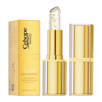 Rouge à lèvres OEM doré hydratant brillant non gras, changeant de couleur, longue tenue, hydratant, avec fleurs séchées, éclat naturel, doux et lisse pour les lèvres