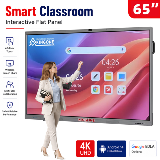 KINGONE China Manufacture Prices 65 75 86 Inch Smart Board 4K Electronic Touch Screen Classroom Display Interactive Flat Panel