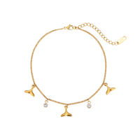 Bracelet pendentif queue de poisson en acier inoxydable italien Bracelet à breloques chaîne Zircon Bijoux étanches en or 18k