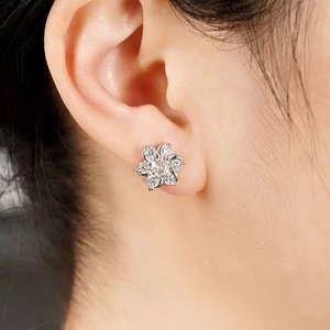 Eleganti Orecchini a Perno con Fiori per Donne, Orecchini con Pietre Scintillanti a Forma di Fiocco di Neve, Gioielli per Uso Quotidiano e Feste, Vendita all'Ingrosso - Product Image 6