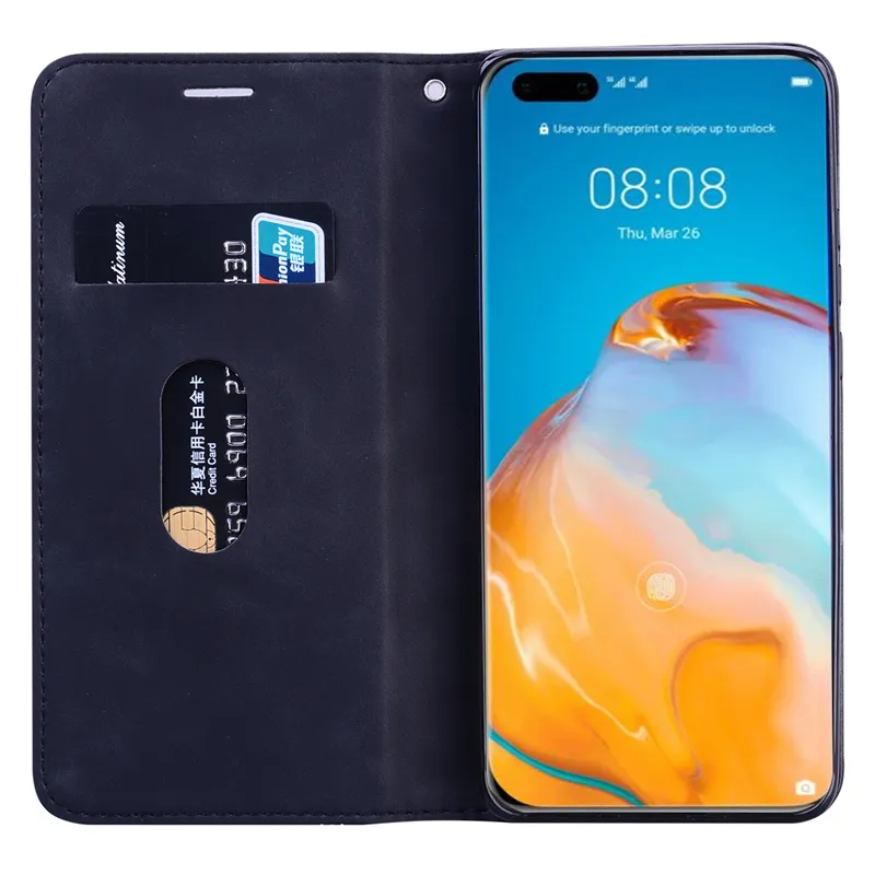 Voor Huawei P40 Case Flip, magnetische Pu Leather Wallet Case Met Kaartsleuven Voor Huawei P30 Lite P40 Pro Mobiele Telefoon Gevallen