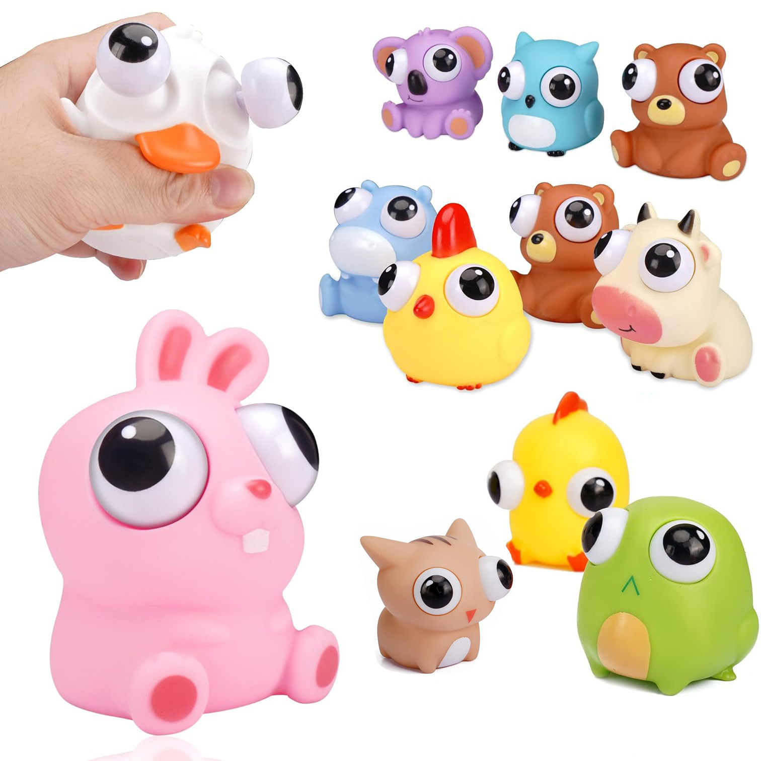 Squeeze Juguetes De Ojos Saltarines – 4 Piezas De Animales, Antiestrés Kawaii Para Niños Y Adultos