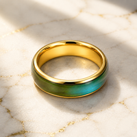 Bague d'humeur thermochromique en acier inoxydable JLM pour couples, unisexe, changeant de couleur selon la température, bijoux fantaisie en gros