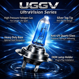 Nouvelle ampoule halogène UGGV H7 12V 55W en verre de quartz 4000 Lm Garantie 1 an Remplacement de phare Longue durée de vie 6000K/4300K Voiture SUV Camion - Product Image 2