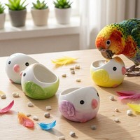 Bol à nourriture et à eau créatif en céramique en forme de perroquet pour petits animaux de compagnie