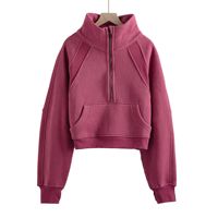 OEM ODM Pull-over demi-zip pour femme, col montant, sweat-shirt de sport automne-hiver, polaire chaude et respirante, Nouveau