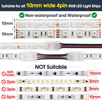 Connecteur de câble LED à verrouillage par pression IP68 en cuivre transparent pour PC, 3 broches, pour bande LED COB