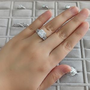 中国工厂批发花式珠宝925纯银戒指带新娘2件婚戒女式婚戒 - Product Image 2