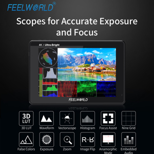Moniteur de caméra FEELWORLD LUT7S OEM/ODM, 7 pouces, 2200 nits, 3G-SDI/4K HDMI, logo et emballage personnalisés, commande en gros pour le personnel cinématographique - Product Image 3