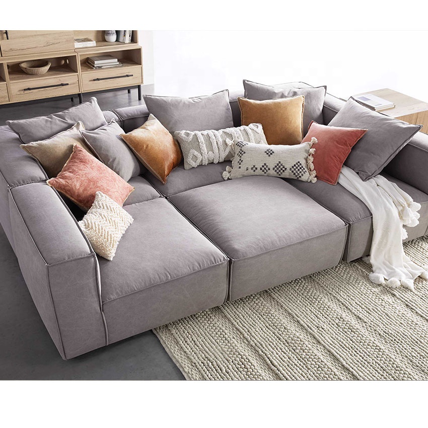 Hot sale 6 piece customize thick cushion living room home sectional sofa set