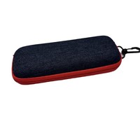 Étui à lunettes souple zippé en jean, support rectangulaire solide pour lunettes de soleil, organisateur portable, crochet de suspension coloré pour lunettes