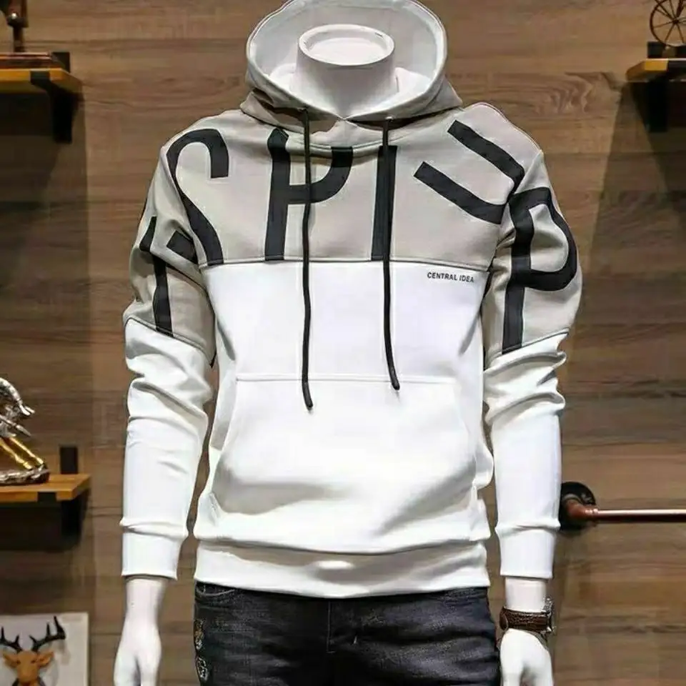 पुरुषों की Hoodies Sweatshirts 2023 लागत प्रभावी थोक बड़े चिथड़े पत्र मुद्रित Hoodies पुरुषों Streetwear
