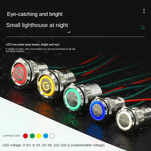 Interrupteur à bouton en métal de 16mm, courant élevé avec voyant lumineux, bouton de commutation étanche extérieur - Product Image 4