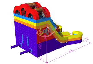 Thương mại Nhà máy tốt Giá Hot bán ngoài trời đơn giản dân cư Inflatable đôi Lane trượt nước trượt với hai hồ bơi - Product Image 6