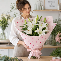 Papier d'emballage pour fleurs à pois imperméable personnalisé, style coréen, feuilles d'emballage pour bouquets, fournitures pour fleuristes
