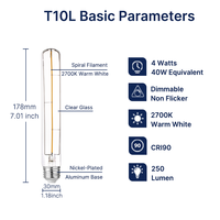 Lampe LED Rétro de Qualité Supérieure, Filament Complet Sans Soudure, Corps en Verre Créatif pour Artistes, Tube Long, Longueur Optionnelle, CE