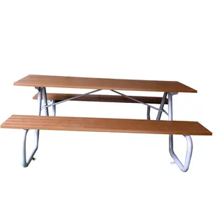 Garden Furniture Wholesale Commercial Street Outdoor Plastic Wood Dinning Table Bench Set