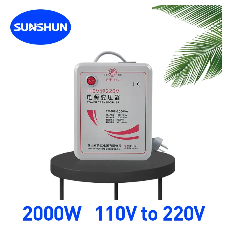 Shunhong 2000W หม้อแปลงไฟฟ้าแบบ Step Up,110V ถึง220V 240V เครื่องใช้ไฟฟ้าเฟสเดียวแบบมืออาชีพราคา120 230 100
