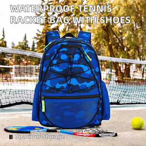 Blue Camouflage Nylon <b>Backpack</b> 30-40L Water Resistant Zipper Closure Sport Casual Outdoor Use for Men <b>Women</b> - Product Image 2