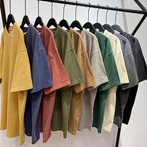 Custom Logo Heavyweight 100% Cotton low price t-shirt Blank Vintage <b>Acid</b> Wash Oversized <b>Drop</b> Shoulder Streetwear t shirt For Men - Product Image 1