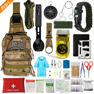 Kit de supervivencia al aire libre 25 en 1, equipo táctico con suministros de primeros auxilios para aventuras en la naturaleza - Product Image 1