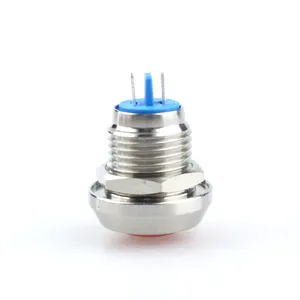 Curved Head Anti Vandal Stainless Steel Momentary 12mm Metal Push Button Waterproof