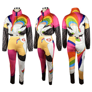 Completi da <span class=keywords><strong>Donna</strong></span> all'Ingrosso: Top Corto Stampato Sexy e Pantaloncini in Maglia Casual, Set di Abbigliamento Femminile per la Primavera - Product Image 3