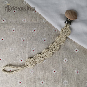 Clip para Chupete de Recién Nacido, Cadena de <span class=keywords><strong>Madera</strong></span> Suave con Juguete de Ganchillo de Conejo, Mordedor y Soporte para Chupete de Bebé - Product Image 5