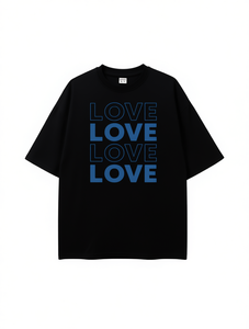 T-Shirt Unisex con Grafica Love, Bianca, Collo Tondo, Cotone, Vestibilità Regolare, Stampa Serigrafica, Taglie S-XXXXL, Lavabile in Lavatrice, Messico - Product Image 1