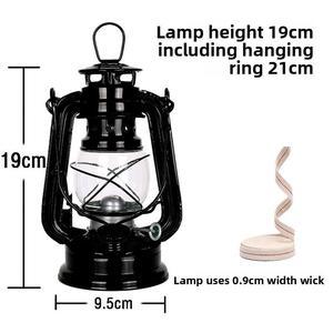 Lampada a Cherosene in Vetro Vintage di Grande Capacità con Manopola di Controllo del Fuoco, Decorazione Rustica Sospesa per Campeggio, Arrampicata e Uso Domestico - Product Image 4