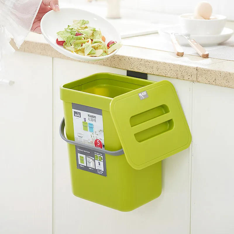 Novo Design 3L 5L Montado Na Parede Lixo Lixo Com Saco De Plástico Dustbins Indoor Kitchen Mini Portátil Pendurado Latas De Lixo Comercial