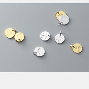 Dijes de pie de Bady de plata de ley S925, colgante de moneda de 8mm para bebé recién nacido, regalo de <span class=keywords><strong>Palma</strong></span> - Product Image 6