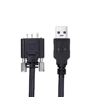 Câble USB 3.0 Type A mâle vers Micro B mâle avec vis de verrouillage, câble de données industriel en PVC pour imprimante, appareil photo, 0,3 m