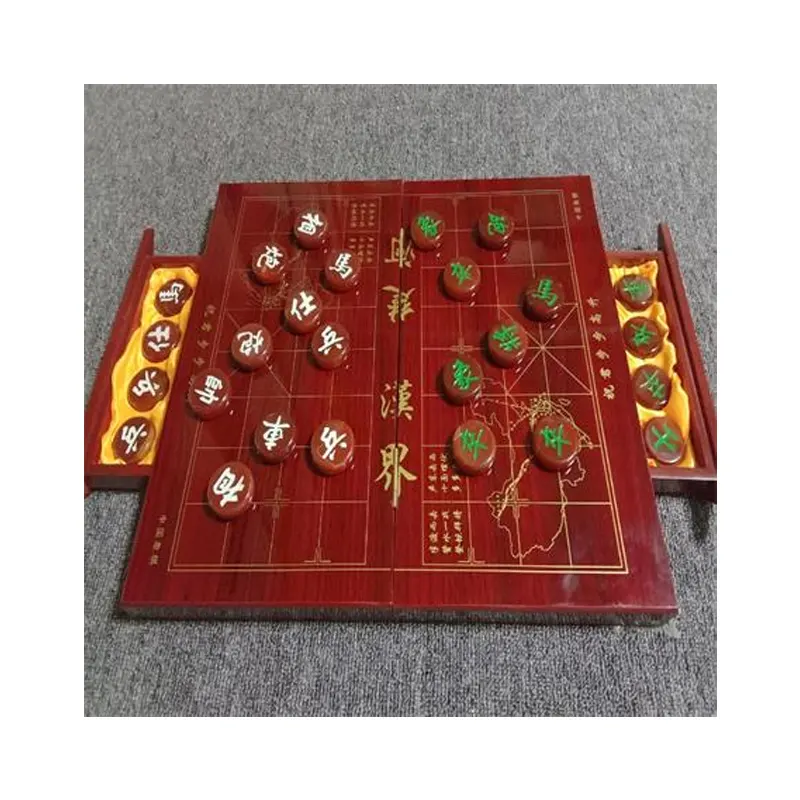 Jogos de xadrez chinês vermelho agate xadrez jogo de tabuleiro dobrável de madeira