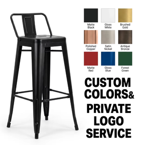 Sillas <span class=keywords><strong>de</strong></span> Bar con Estructura <span class=keywords><strong>de</strong></span> Hierro para Comedor, Modernas y Comerciales, con Respaldo Medio, Metálicas, Negras, para Uso en Talleres - Product Image 4