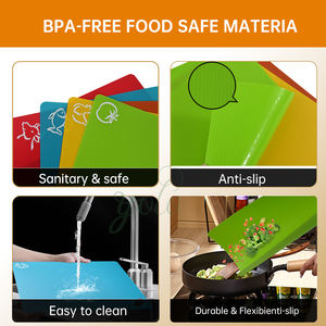 Set of Easy-to-Clean Bamboo Wood <b>Cutting</b> Chopping Board 4 Color-Coded Flexible <b>Cutting</b> <b>Mats</b> Rectangle Kitchenware for Home Use - Product Image 2