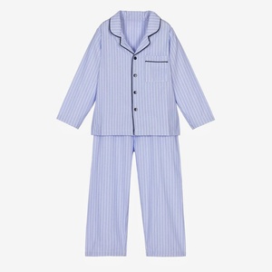 Enfants Garçons Pyjama Rayé Ensembles Printemps Été Simple Boutonnage Pipping Mode Casual Deux Pièces Ensemble Pyjamas pour Garçons 9-13 Ans - Product Image 3