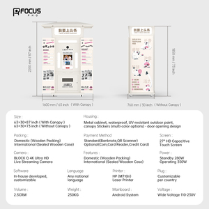 Cabina de Fotos con Guía por Voz, Compatible con Cámaras, Diseño Retro de Periódico, Impresión Autoservicio, Kiosco Metálico con Wi-Fi - Product Image 4