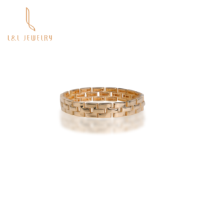 Anillo de cadena suave de eslabones curvos de oro sólido de 18 quilates hecho a mano para mujer, banda Eternit atemporal moderna para compromiso de boda, regalo de moda - Product Image 1