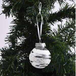 Großhandel 6 cm transparentes Malerei Weihnachten Bauble Ornamente PET bruchsicherer benutzerdefinierter Weihnachts-Satin-Ball