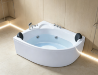 Baignoire d'angle de luxe à remous, blanche, double siège, avec jets d'eau, pour la maison et l'hôtel