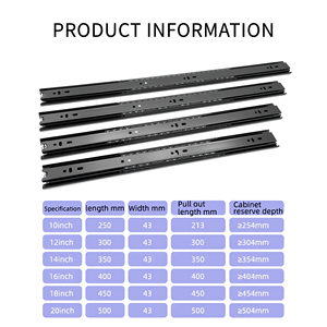 Bền màu đen Kính thiên văn Ngăn kéo trượt phụ kiện đồ nội thất ngăn kéo trượt mềm đóng cho ngăn kéo phòng ngủ và ngăn kéo nhà bếp - Product Image 2