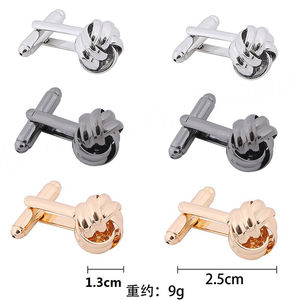 Boutons de manchette de mode en alliage torsadé, argent, or, noir, boutons de manchette pour hommes - Product Image 4