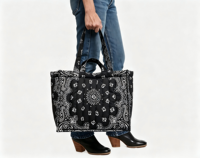 Sac fourre-tout d'été personnalisé en gros pour femme, grand sac de plage, sac bandana, sac matelassé gonflé