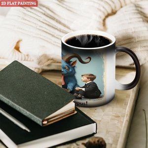 Curved Frosted Black <b>Ceramic</b> <b>Mug</b> 11oz Heat Activated Color Changing Magic Cup - Product Image 3